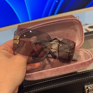 Miu Miu Gold and Brown Sunglasses